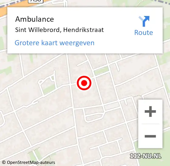 Locatie op kaart van de 112 melding: Ambulance Sint Willebrord, Hendrikstraat op 7 juni 2017 11:13