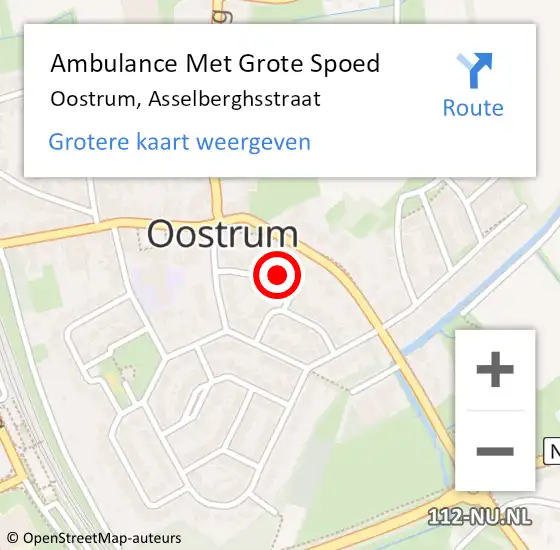 Locatie op kaart van de 112 melding: Ambulance Met Grote Spoed Naar Oostrum, Asselberghsstraat op 23 januari 2014 06:07
