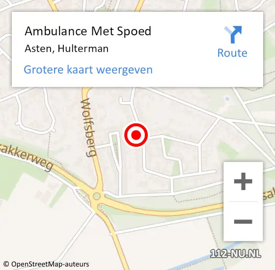 Locatie op kaart van de 112 melding: Ambulance Met Spoed Naar Asten, Hulterman op 7 juni 2017 12:04