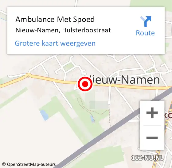 Locatie op kaart van de 112 melding: Ambulance Met Spoed Naar Nieuw-Namen, Hulsterloostraat op 23 januari 2014 06:52