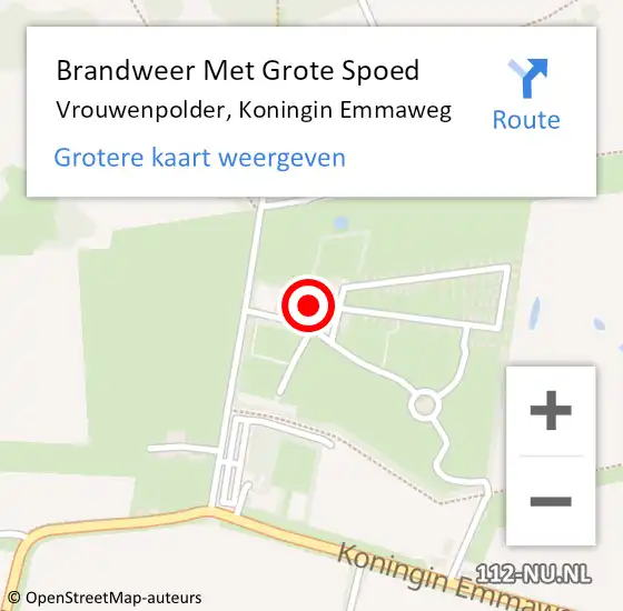 Locatie op kaart van de 112 melding: Brandweer Met Grote Spoed Naar Vrouwenpolder, Koningin Emmaweg op 7 juni 2017 14:35