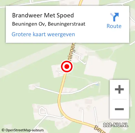 Locatie op kaart van de 112 melding: Brandweer Met Spoed Naar Beuningen Ov, Beuningerstraat op 7 juni 2017 14:55