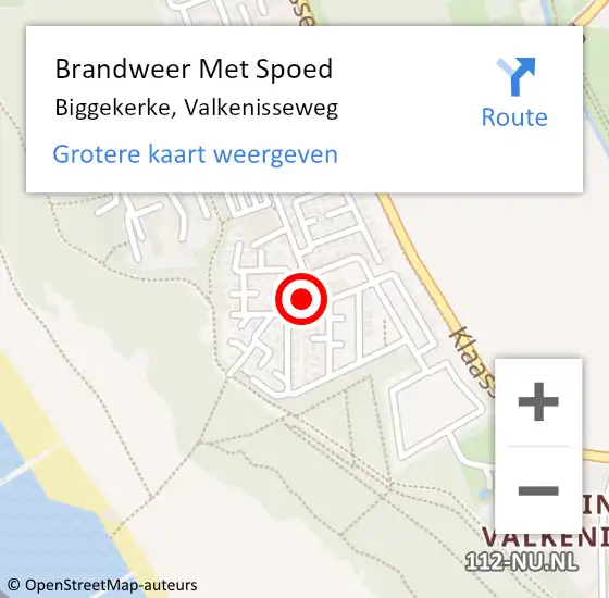 Locatie op kaart van de 112 melding: Brandweer Met Spoed Naar Biggekerke, Valkenisseweg op 7 juni 2017 14:55