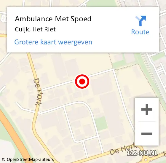 Locatie op kaart van de 112 melding: Ambulance Met Spoed Naar Cuijk, Het Riet op 7 juni 2017 15:04