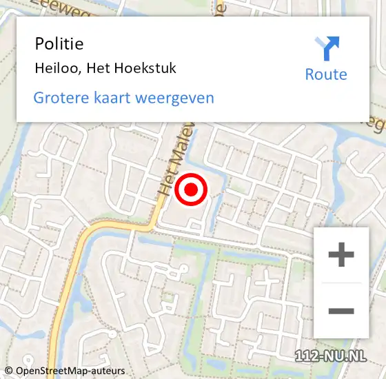 Locatie op kaart van de 112 melding: Politie Heiloo, Het Hoekstuk op 7 juni 2017 15:11