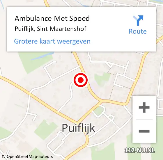 Locatie op kaart van de 112 melding: Ambulance Met Spoed Naar Puiflijk, Sint Maartenshof op 7 juni 2017 15:39