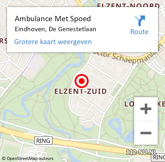 Locatie op kaart van de 112 melding: Ambulance Met Spoed Naar Eindhoven, De Genestetlaan op 7 juni 2017 16:07