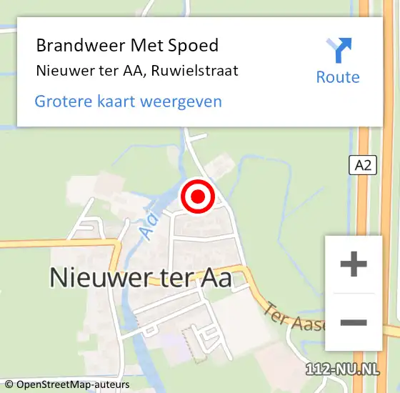 Locatie op kaart van de 112 melding: Brandweer Met Spoed Naar Nieuwer ter AA, Ruwielstraat op 7 juni 2017 16:52