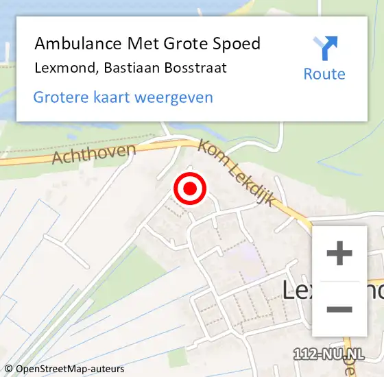 Locatie op kaart van de 112 melding: Ambulance Met Grote Spoed Naar Lexmond, Bastiaan Bosstraat op 7 juni 2017 17:47