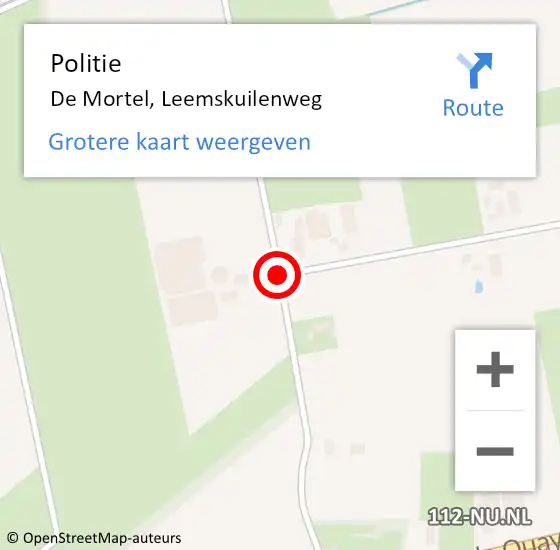 Locatie op kaart van de 112 melding: Politie De Mortel, Leemskuilenweg op 7 juni 2017 18:07