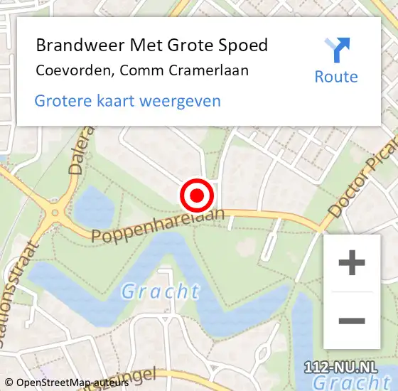 Locatie op kaart van de 112 melding: Brandweer Met Grote Spoed Naar Coevorden, Comm Cramerlaan op 7 juni 2017 18:36