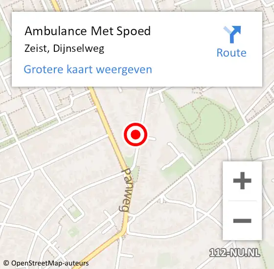 Locatie op kaart van de 112 melding: Ambulance Met Spoed Naar Zeist, Dijnselweg op 7 juni 2017 18:39
