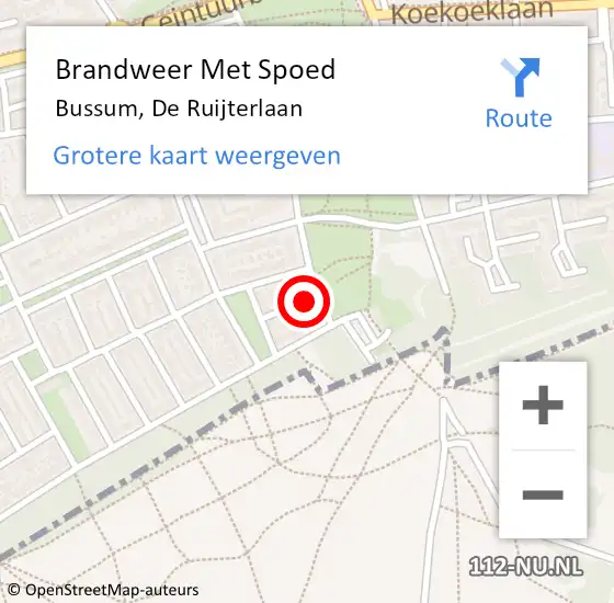 Locatie op kaart van de 112 melding: Brandweer Met Spoed Naar Bussum, De Ruijterlaan op 7 juni 2017 19:03