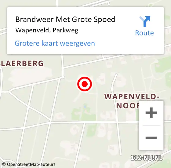 Locatie op kaart van de 112 melding: Brandweer Met Grote Spoed Naar Wapenveld, Parkweg op 7 juni 2017 19:23