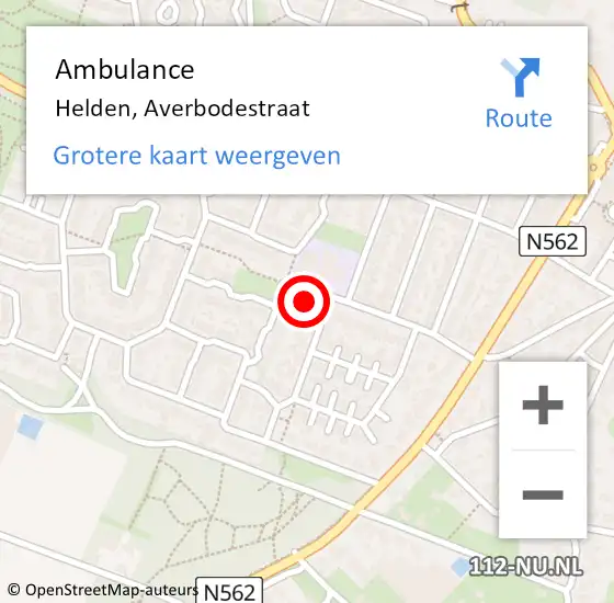 Locatie op kaart van de 112 melding: Ambulance Helden, Averbodestraat op 7 juni 2017 20:30