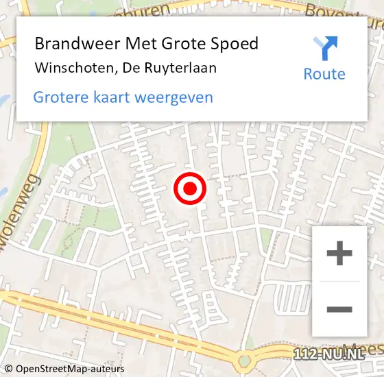 Locatie op kaart van de 112 melding: Brandweer Met Grote Spoed Naar Winschoten, De Ruyterlaan op 7 juni 2017 20:58