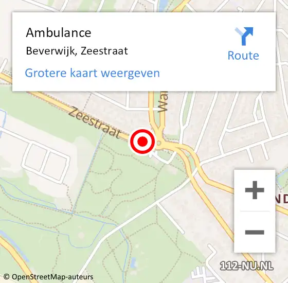 Locatie op kaart van de 112 melding: Ambulance Beverwijk, Zeestraat op 7 juni 2017 21:45