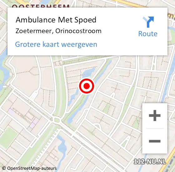 Locatie op kaart van de 112 melding: Ambulance Met Spoed Naar Zoetermeer, Orinocostroom op 7 juni 2017 21:56