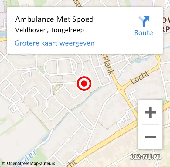 Locatie op kaart van de 112 melding: Ambulance Met Spoed Naar Veldhoven, Tongelreep op 7 juni 2017 22:31