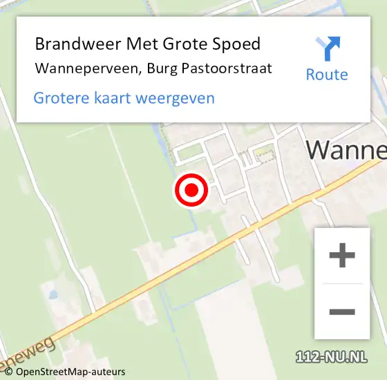 Locatie op kaart van de 112 melding: Brandweer Met Grote Spoed Naar Wanneperveen, Burg Pastoorstraat op 7 juni 2017 23:07