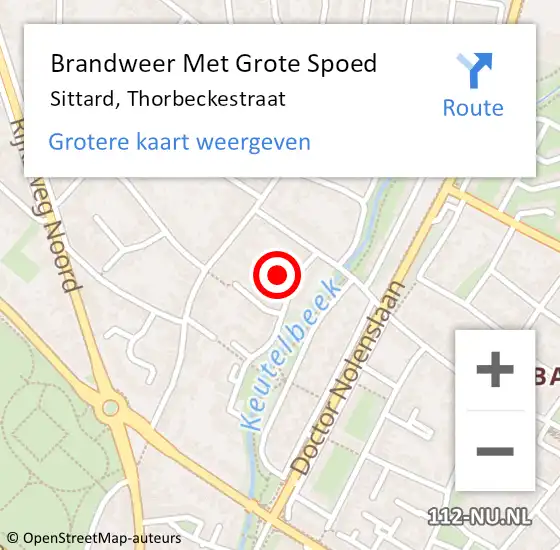 Locatie op kaart van de 112 melding: Brandweer Met Grote Spoed Naar Sittard, Thorbeckestraat op 7 juni 2017 23:31