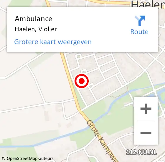 Locatie op kaart van de 112 melding: Ambulance Haelen, Violier op 8 juni 2017 00:15