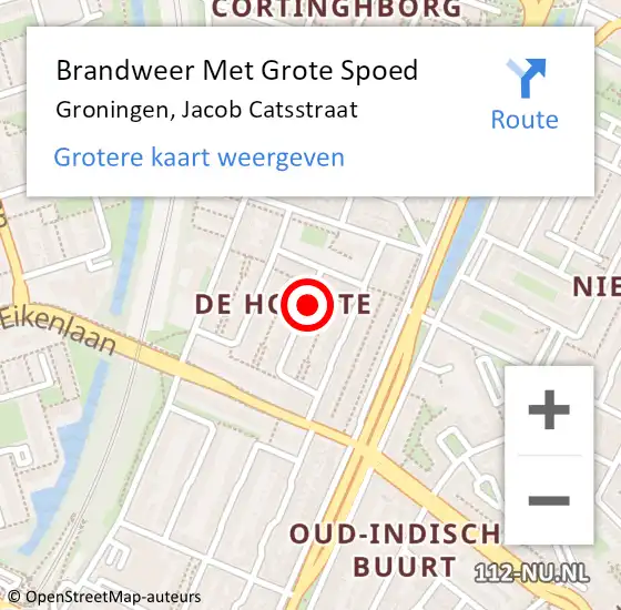 Locatie op kaart van de 112 melding: Brandweer Met Grote Spoed Naar Groningen, Jacob Catsstraat op 8 juni 2017 03:33