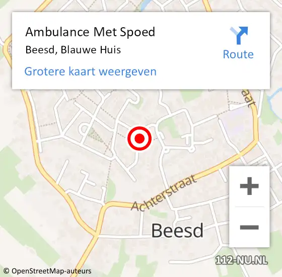 Locatie op kaart van de 112 melding: Ambulance Met Spoed Naar Beesd, Blauwe Huis op 8 juni 2017 06:24