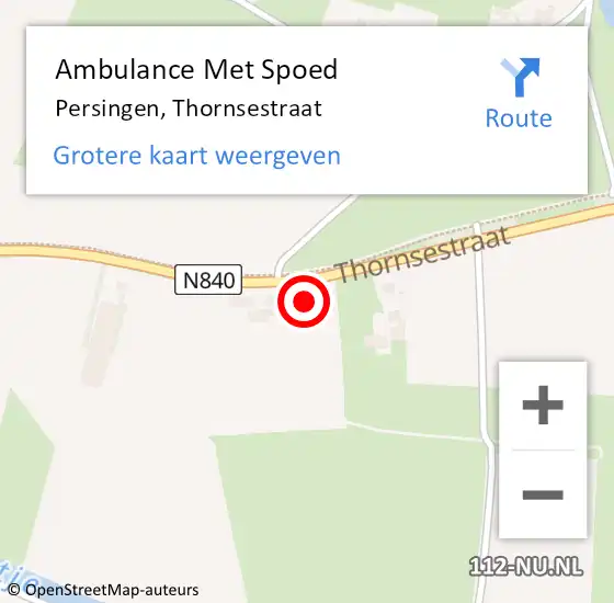 Locatie op kaart van de 112 melding: Ambulance Met Spoed Naar Persingen, Thornsestraat op 8 juni 2017 07:48