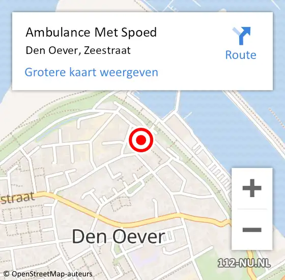 Locatie op kaart van de 112 melding: Ambulance Met Spoed Naar Den Oever, Zeestraat op 8 juni 2017 08:17