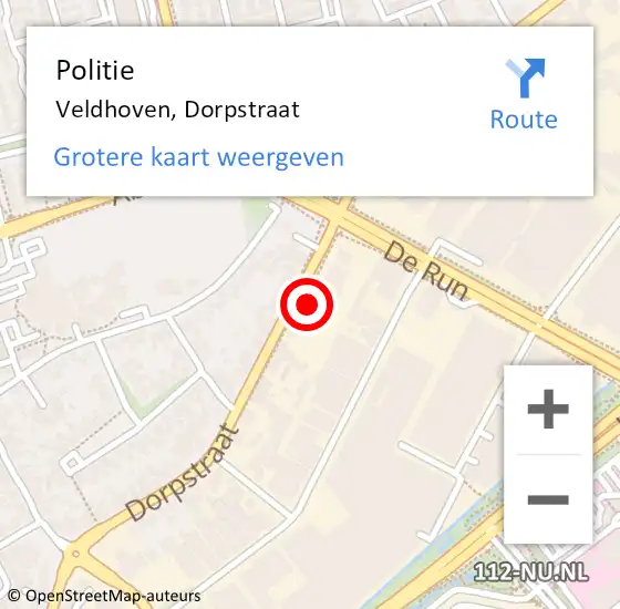 Locatie op kaart van de 112 melding: Politie Veldhoven, Dorpstraat op 8 juni 2017 08:26