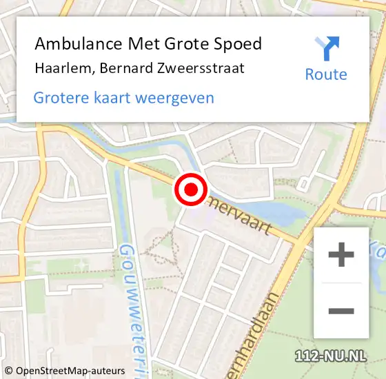 Locatie op kaart van de 112 melding: Ambulance Met Grote Spoed Naar Haarlem, Bernard Zweersstraat op 8 juni 2017 08:35