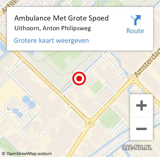 Locatie op kaart van de 112 melding: Ambulance Met Grote Spoed Naar Uithoorn, Anton Philipsweg op 8 juni 2017 08:44