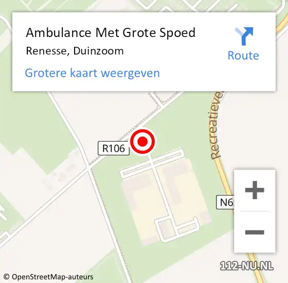 Locatie op kaart van de 112 melding: Ambulance Met Grote Spoed Naar Renesse, Duinzoom op 8 juni 2017 09:05