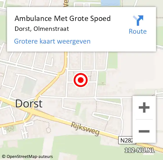 Locatie op kaart van de 112 melding: Ambulance Met Grote Spoed Naar Dorst, Olmenstraat op 8 juni 2017 09:54