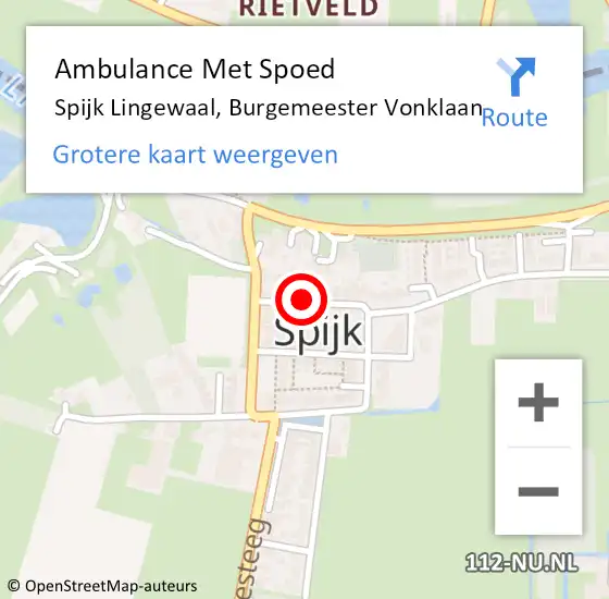 Locatie op kaart van de 112 melding: Ambulance Met Spoed Naar Spijk Lingewaal, Burgemeester Vonklaan op 8 juni 2017 10:01