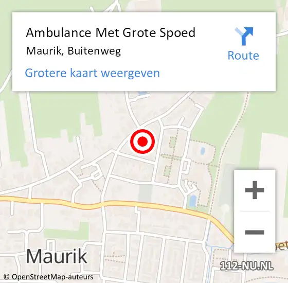 Locatie op kaart van de 112 melding: Ambulance Met Grote Spoed Naar Maurik, Buitenweg op 8 juni 2017 10:11