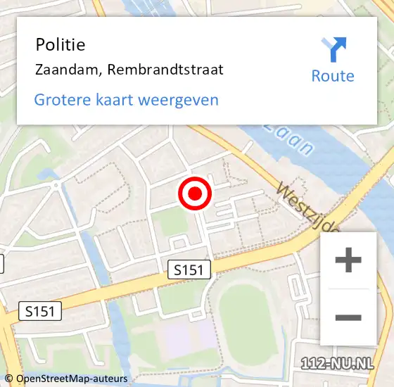 Locatie op kaart van de 112 melding: Politie Zaandam, Rembrandtstraat op 8 juni 2017 10:39