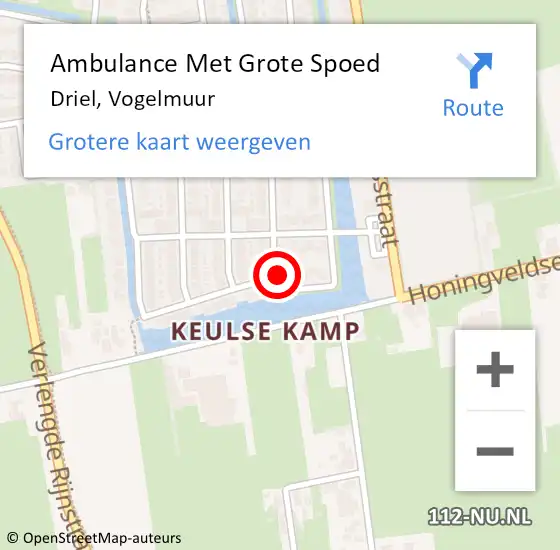 Locatie op kaart van de 112 melding: Ambulance Met Grote Spoed Naar Driel, Vogelmuur op 23 januari 2014 08:35