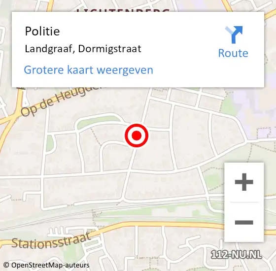 Locatie op kaart van de 112 melding: Politie Landgraaf, Dormigstraat op 8 juni 2017 12:16