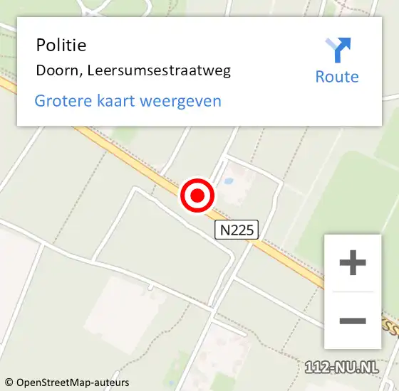 Locatie op kaart van de 112 melding: Politie Doorn, Leersumsestraatweg op 8 juni 2017 12:27