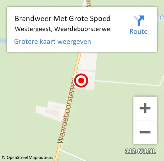 Locatie op kaart van de 112 melding: Brandweer Met Grote Spoed Naar Westergeest, Weardebuorsterwei op 8 juni 2017 13:03