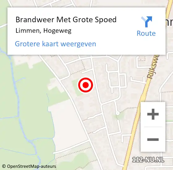 Locatie op kaart van de 112 melding: Brandweer Met Grote Spoed Naar Limmen, Hogeweg op 23 januari 2014 08:45