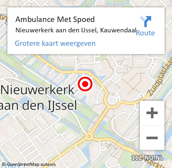 Locatie op kaart van de 112 melding: Ambulance Met Spoed Naar Nieuwerkerk aan den IJssel, Kauwendaal op 8 juni 2017 13:55