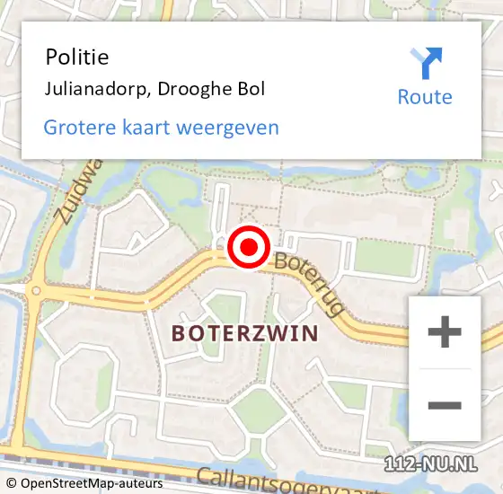 Locatie op kaart van de 112 melding: Politie Julianadorp, Drooghe Bol op 8 juni 2017 13:57