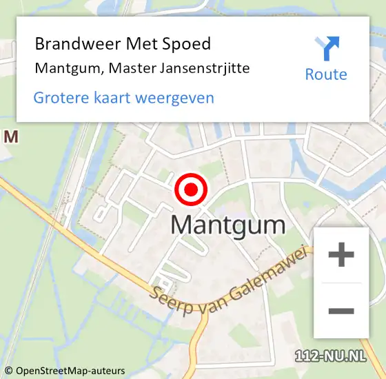 Locatie op kaart van de 112 melding: Brandweer Met Spoed Naar Mantgum, Master Jansenstrjitte op 8 juni 2017 14:21