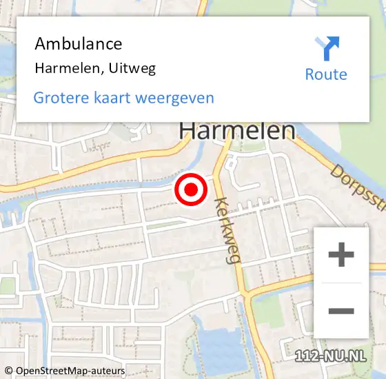 Locatie op kaart van de 112 melding: Ambulance Harmelen, Uitweg op 8 juni 2017 14:51