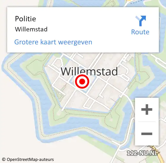 Locatie op kaart van de 112 melding: Politie Willemstad op 8 juni 2017 15:02