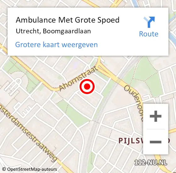 Locatie op kaart van de 112 melding: Ambulance Met Grote Spoed Naar Utrecht, Boomgaardlaan op 8 juni 2017 15:07