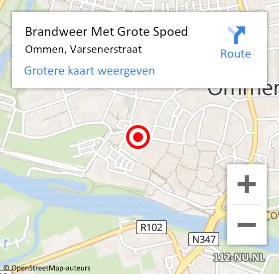 Locatie op kaart van de 112 melding: Brandweer Met Grote Spoed Naar Ommen, Varsenerstraat op 8 juni 2017 15:12